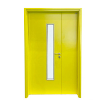 Factory Direct Hospital Patient Room Door Unequal Double Steel Door With 99% Safety